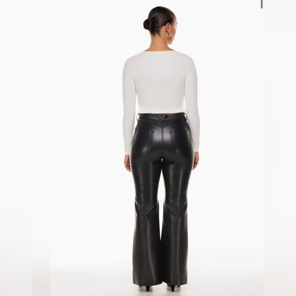Aritzia Wilfred Black Flare Leather Pants